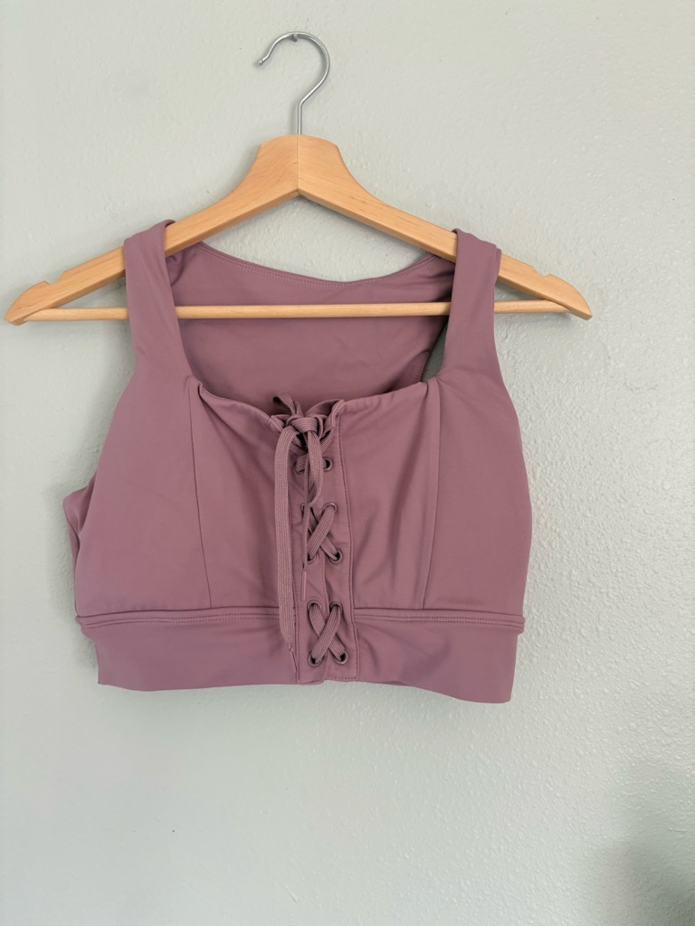 BuffBunny Lace-Up Crop Top - Mauve